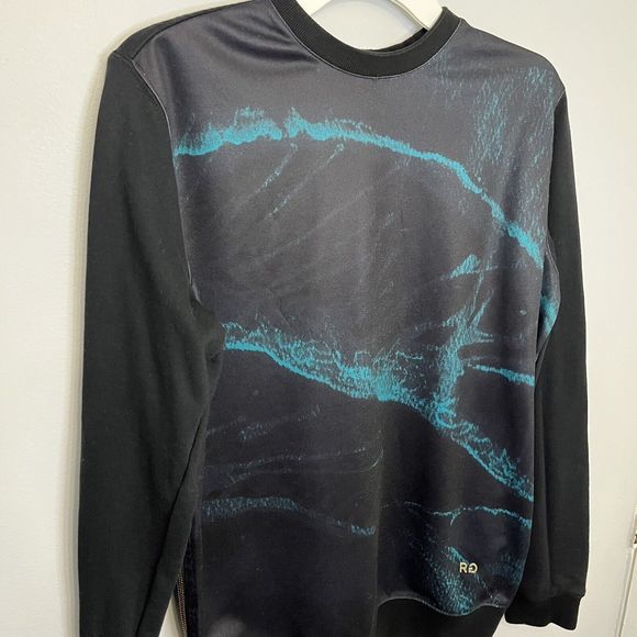 Rich Gang Mens Sweatshirt Black Space Cosmos Gold Zipper Designer Small RG NWOT - Picture 2 of 10